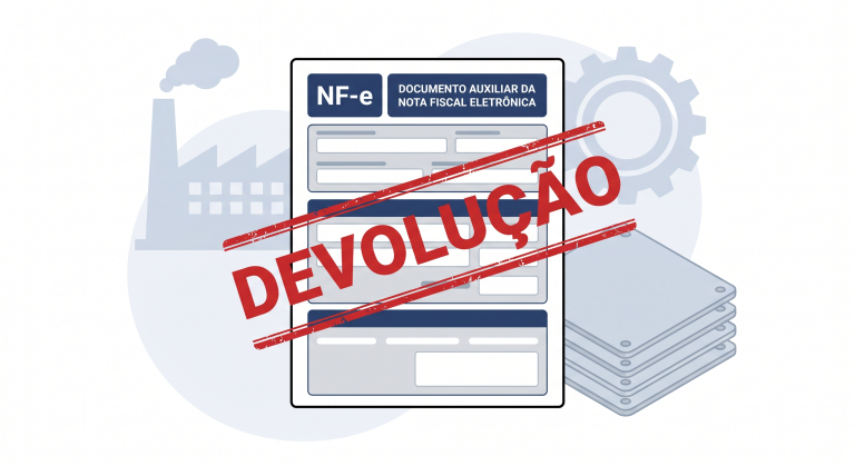Nota fiscal de devolução de industrialização sendo emitida em ambiente de indústria